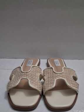 Steven New York Size 8.5 Women's Cream Woven Slip-on Slide Mules